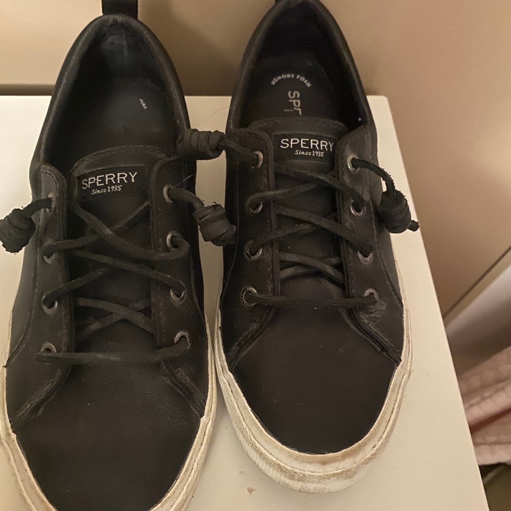 Black Leather Sperry Top-Siders - Size 8.5